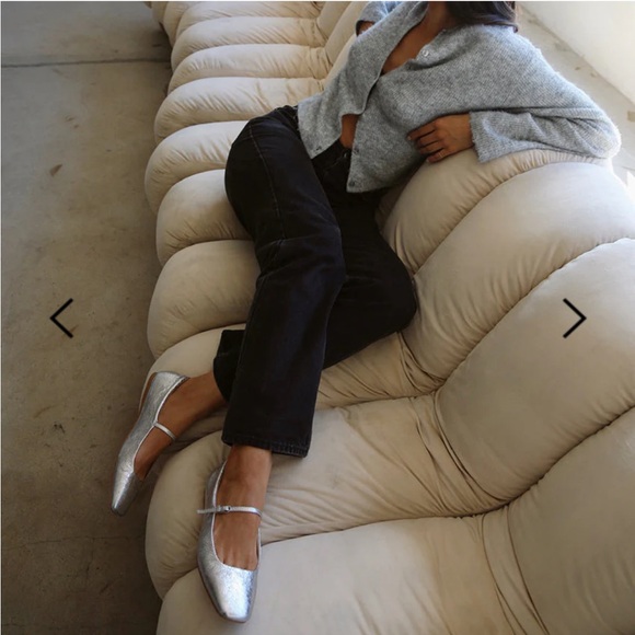 Dolce Vita Silver Metallic Leather Reyes Mary Jane Ballet Flat Size 8.5 - Picture 3 of 10